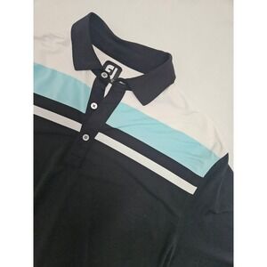 FootJoy Polo Shirt Mens Large Navy Colorblock Stripe ProDry Performance Golf
